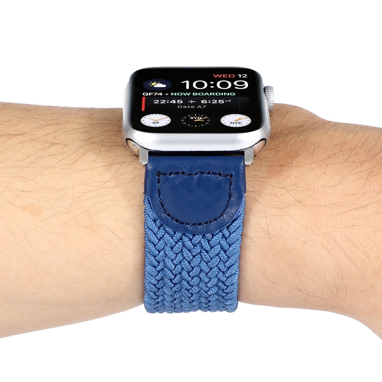 Frerndorf | Nylon + Leder Geflochtenes Uhrenarmband Für Apple Watch Series 7 41mm / 6 & SE & 5 & 4 40mm / 3 & 2 & 1 38mm, Größe:M(Blaut)
