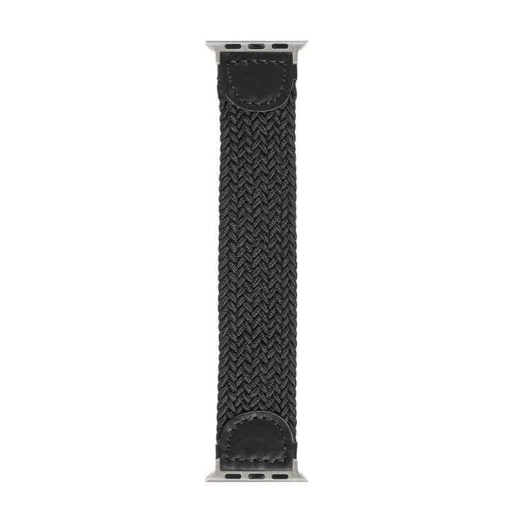 Frerndorf | Nylon + Leder geflochtenes Armband für Apple Watch Series 9&8&7 41mm / SE 3&SE 2&6&SE&5&4 40mm / 3&2&1 38mm, Größe:L(Schwarz)