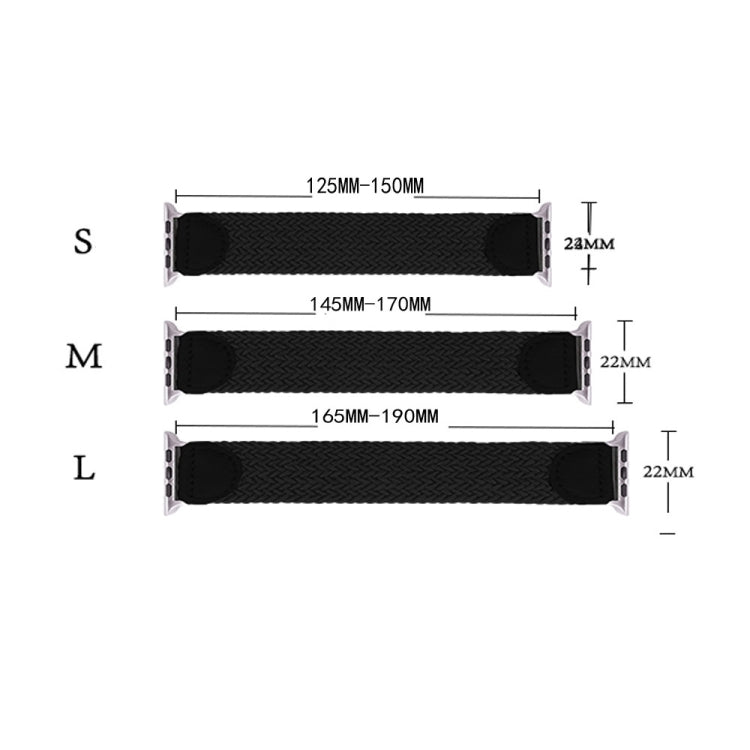 Frerndorf | Nylon + Leder geflochtenes Armband für Apple Watch Series 9&8&7 41mm / SE 3&SE 2&6&SE&5&4 40mm / 3&2&1 38mm, Größe:L(Schwarz)