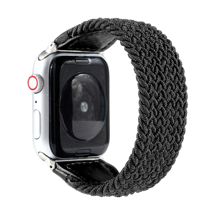 Frerndorf | Nylon + Leder geflochtenes Armband für Apple Watch Series 9&8&7 41mm / SE 3&SE 2&6&SE&5&4 40mm / 3&2&1 38mm, Größe:L(Schwarz)
