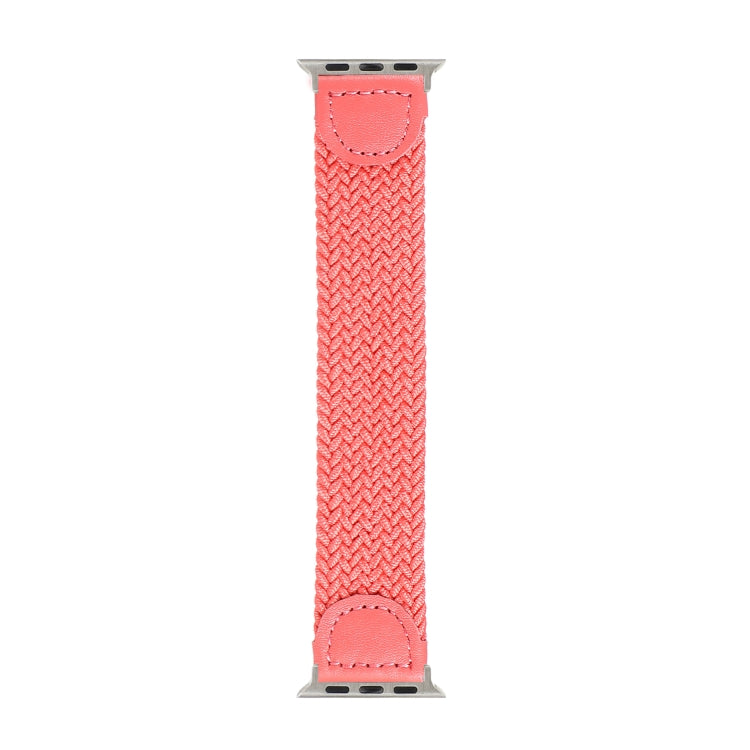 Frerndorf | Nylon + Leder geflochtenes Armband für Apple Watch Ultra 49mm&Watch Ultra 2 49mm / Series 9&8&7 45mm / SE 3&SE 2&6&SE&5&4 44mm / 3&2&1 42mm, Größe:L(Rose Rot)