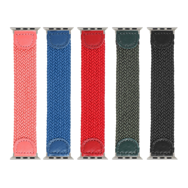 Frerndorf | Nylon + Leder geflochtenes Armband für Apple Watch Ultra 49mm&Watch Ultra 2 49mm / Series 9&8&7 45mm / SE 3&SE 2&6&SE&5&4 44mm / 3&2&1 42mm, Größe:L(Rose Rot)