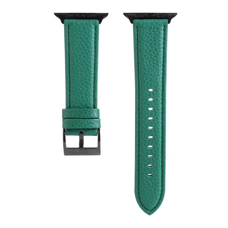 Frerndorf | Litchi-Textur Echtes Leder Armband für Apple Watch Series 7 41mm / 6 & SE & 5 & 4 40mm / 3 & 2 & 1 38mm (Grün)