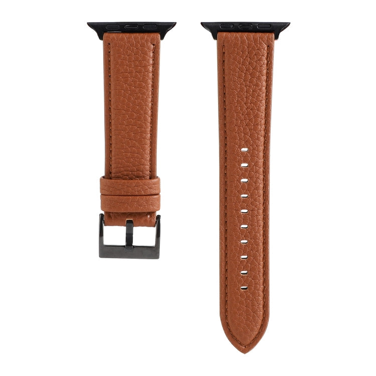 Frerndorf | Litchi-Textur Echtes Leder Uhrenarmband Für Apple Watch Series 7 41mm / 6 & SE & 5 & 4 40mm / 3 & 2 & 1 38mm (Braun)