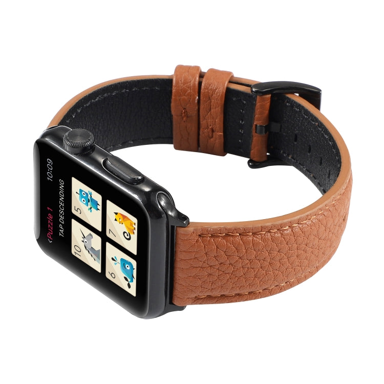 Frerndorf | Litchi-Textur Echtes Leder Uhrenarmband Für Apple Watch Series 7 41mm / 6 & SE & 5 & 4 40mm / 3 & 2 & 1 38mm (Braun)