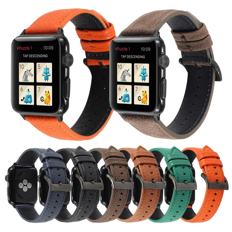 Frerndorf | Litchi-Textur Echtes Leder Uhrenarmband Für Apple Watch Series 7 41mm / 6 & SE & 5 & 4 40mm / 3 & 2 & 1 38mm (Braun)