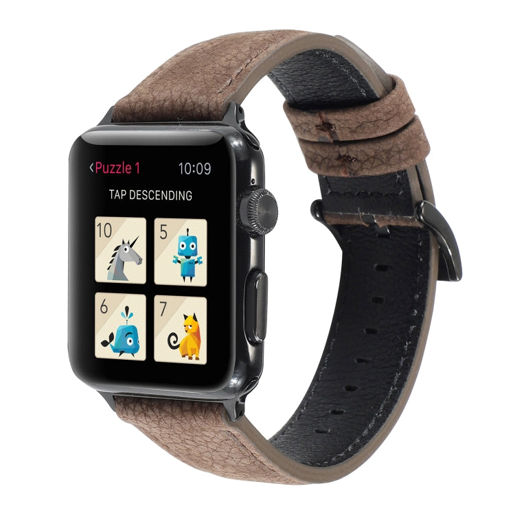 Frerndorf | Litchi-Textur Echtes Leder Uhrenarmband Für Apple Watch Series 7 45mm / 6 & SE & 5 & 4 44mm / 3 & 2 & 1 42mm (Khaki)