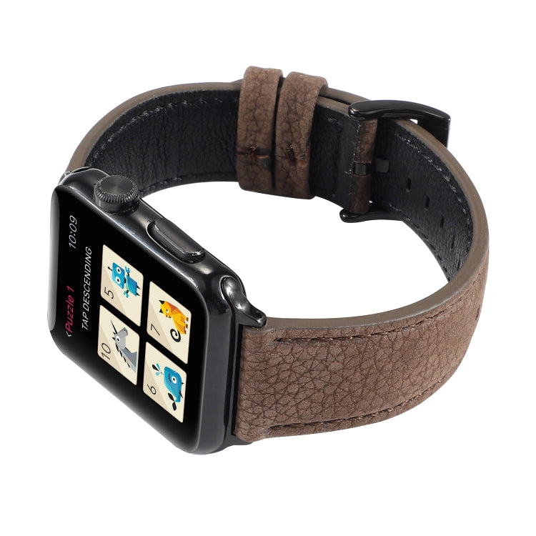 Frerndorf | Litchi-Textur Echtes Leder Uhrenarmband Für Apple Watch Series 7 45mm / 6 & SE & 5 & 4 44mm / 3 & 2 & 1 42mm (Khaki)