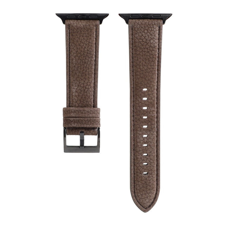 Frerndorf | Litchi-Textur Echtes Leder Uhrenarmband Für Apple Watch Series 7 45mm / 6 & SE & 5 & 4 44mm / 3 & 2 & 1 42mm (Khaki)