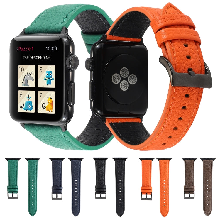 Frerndorf | Litchi-Textur Echtes Leder Uhrenarmband Für Apple Watch Series 7 45mm / 6 & SE & 5 & 4 44mm / 3 & 2 & 1 42mm (Khaki)