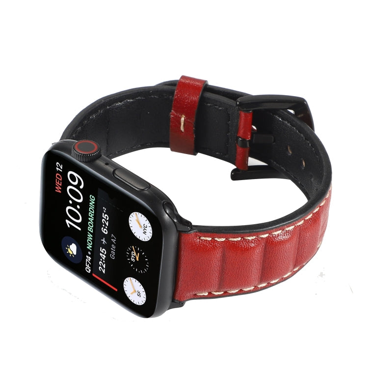 Frerndorf | Echtes Leder Uhrband für Apple Watch Series 7 41mm / 6 & SE & 5 & 4 40mm / 3 & 2 & 1 38mm (Rot)
