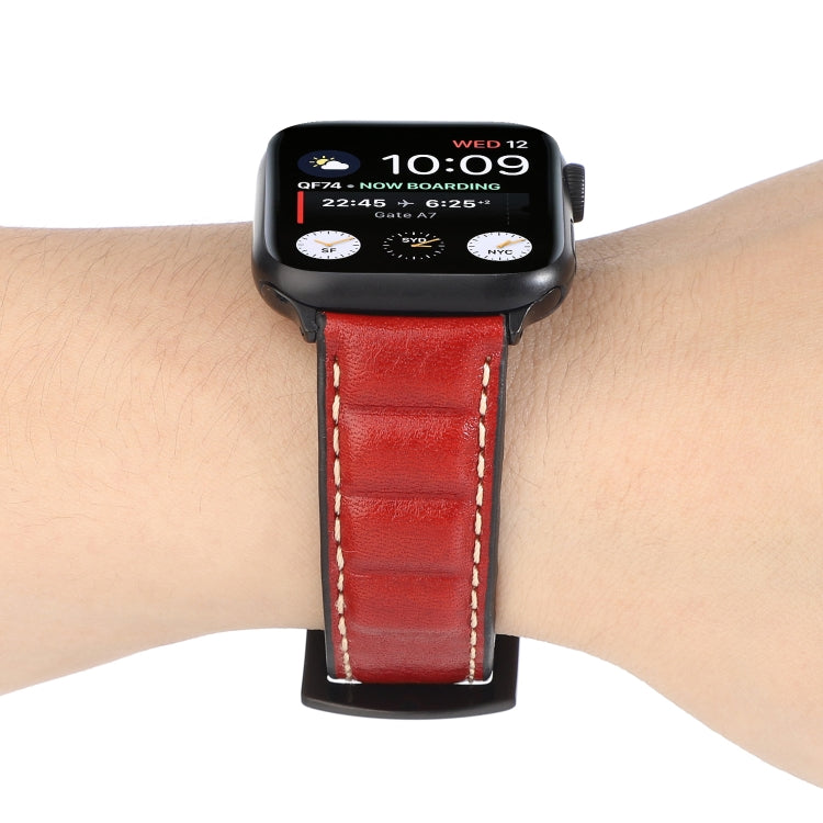 Frerndorf | Echtes Leder Uhrband für Apple Watch Series 7 41mm / 6 & SE & 5 & 4 40mm / 3 & 2 & 1 38mm (Rot)
