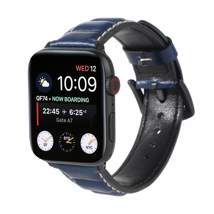 Frerndorf | Echtes Leder Armband für Apple Watch Series 7 41mm / 6 & SE & 5 & 4 40mm / 3 & 2 & 1 38mm (Blau)