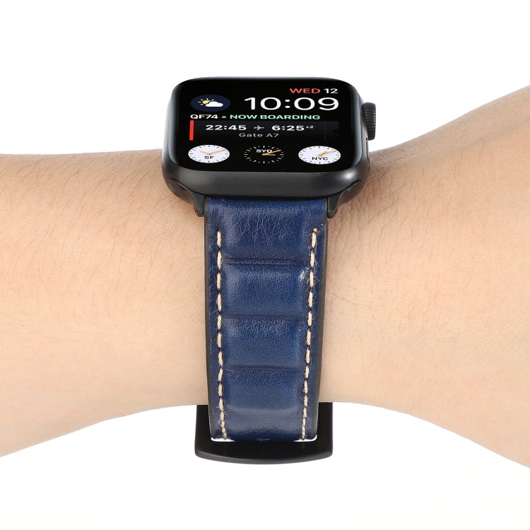 Frerndorf | Echtes Leder Armband für Apple Watch Series 7 41mm / 6 & SE & 5 & 4 40mm / 3 & 2 & 1 38mm (Blau)