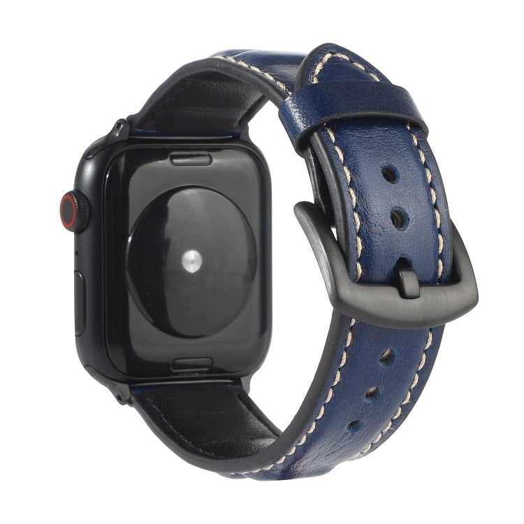 Frerndorf | Echtes Leder Armband für Apple Watch Series 7 41mm / 6 & SE & 5 & 4 40mm / 3 & 2 & 1 38mm (Blau)