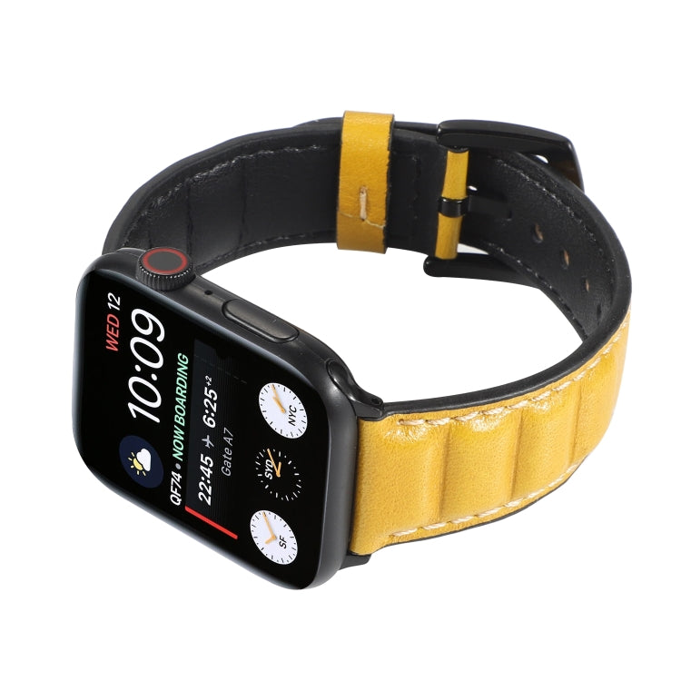 Frerndorf | Echtes Leder Uhrenarmband für Apple Watch Series 7 41mm / 6 & SE & 5 & 4 40mm / 3 & 2 & 1 38mm (Gelb)