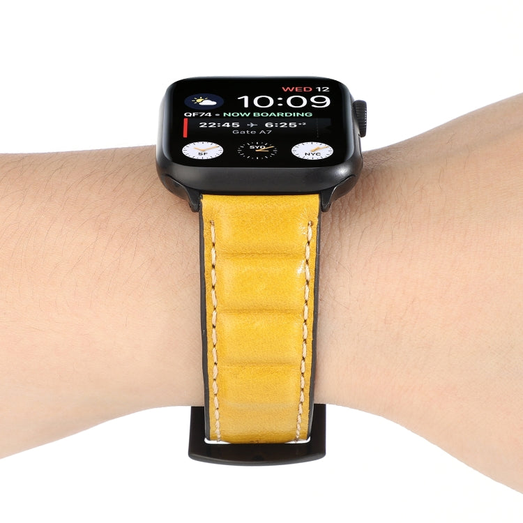 Frerndorf | Echtes Leder Uhrenarmband für Apple Watch Series 7 41mm / 6 & SE & 5 & 4 40mm / 3 & 2 & 1 38mm (Gelb)