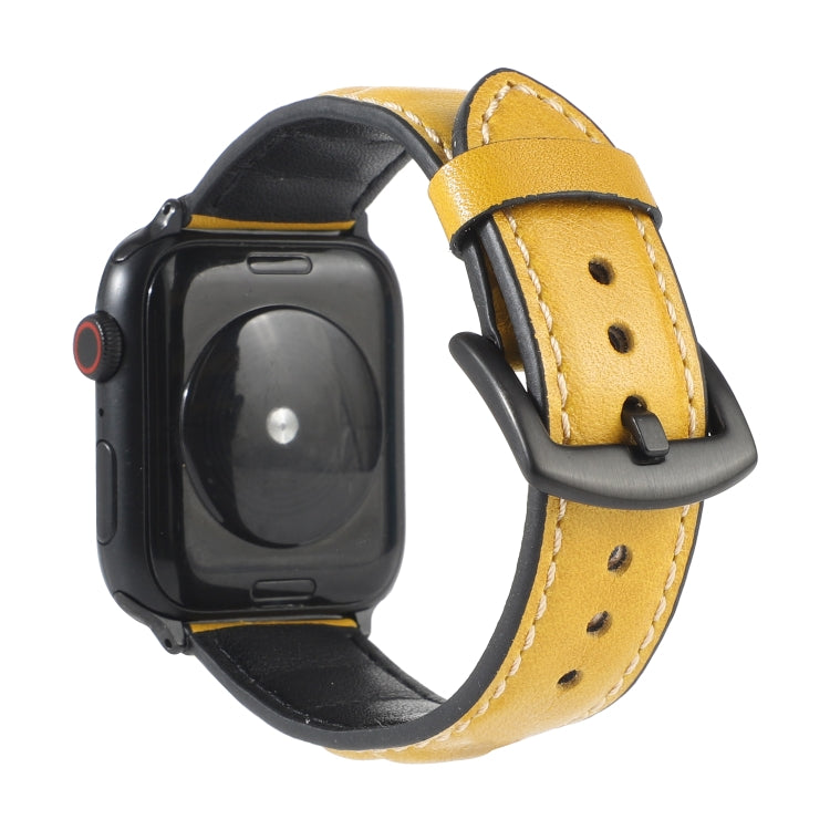 Frerndorf | Echtes Leder Uhrenarmband für Apple Watch Series 7 41mm / 6 & SE & 5 & 4 40mm / 3 & 2 & 1 38mm (Gelb)