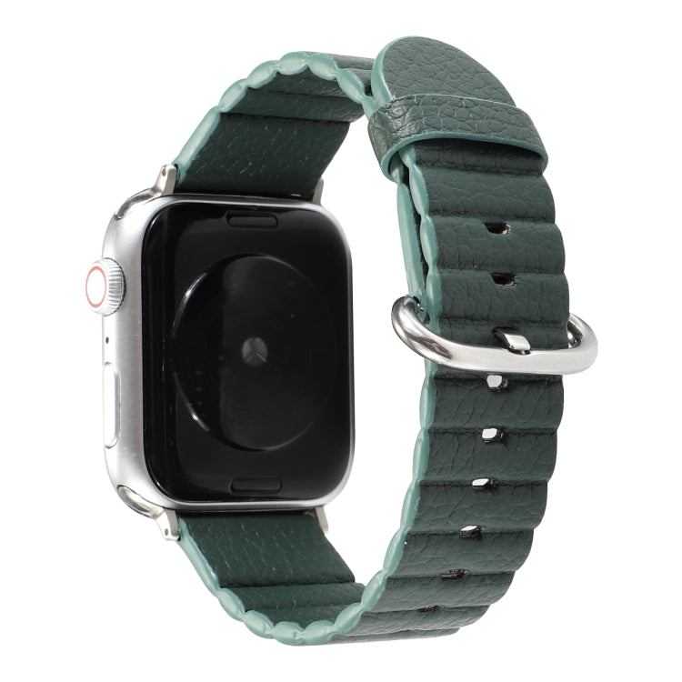 Frerndorf | Loop Streifen Uhrband mit Eisen Schnalle für Apple Watch Series 7 41mm / 6 & SE & 5 & 4 40mm / 3 & 2 & 1 38mm (Dunkelgrün)