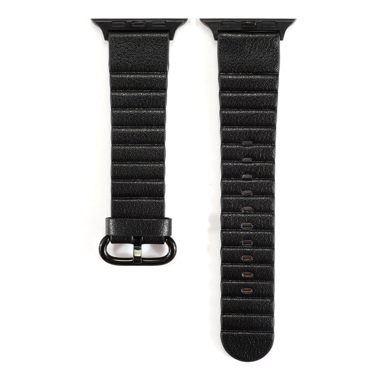 Frerndorf | Loop-Streifen-Uhrenband mit Eisen-Schließe für Apple Watch Series 7 45 mm / 6 & SE & 5 & 4 44 mm / 3 & 2 & 1 42 mm (Schwarz)