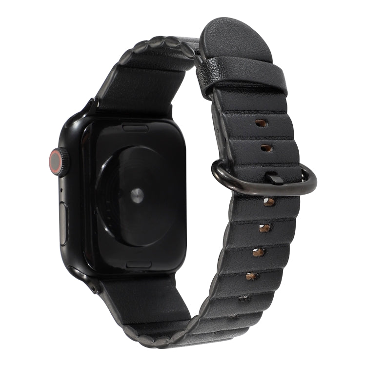 Frerndorf | Loop-Streifen-Uhrenband mit Eisen-Schließe für Apple Watch Series 7 45 mm / 6 & SE & 5 & 4 44 mm / 3 & 2 & 1 42 mm (Schwarz)