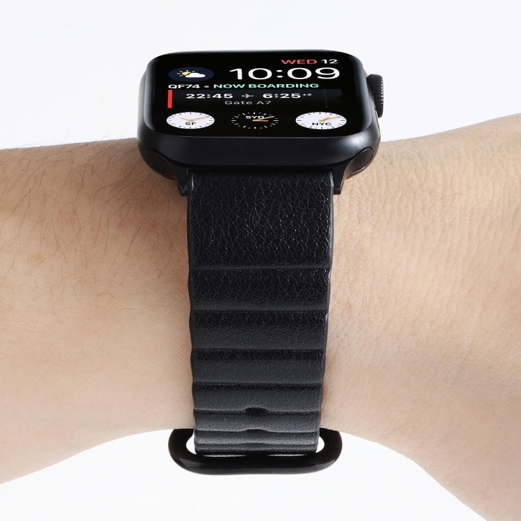 Frerndorf | Loop-Streifen-Uhrenband mit Eisen-Schließe für Apple Watch Series 7 45 mm / 6 & SE & 5 & 4 44 mm / 3 & 2 & 1 42 mm (Schwarz)