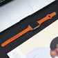 Frerndorf | Lederarmband mit Stahlknopf für Apple Watch Series 9&8&7 41mm / SE 3&SE 2&6&SE&5&4 40mm / 3&2&1 38mm (Orange)