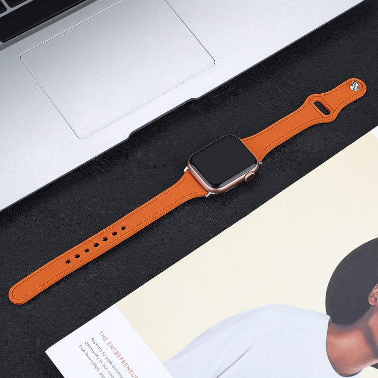 Frerndorf | Lederarmband mit Stahlknopf für Apple Watch Series 9&8&7 41mm / SE 3&SE 2&6&SE&5&4 40mm / 3&2&1 38mm (Orange)