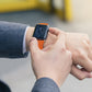 Frerndorf | Lederarmband mit Stahlknopf für Apple Watch Series 9&8&7 41mm / SE 3&SE 2&6&SE&5&4 40mm / 3&2&1 38mm (Orange)