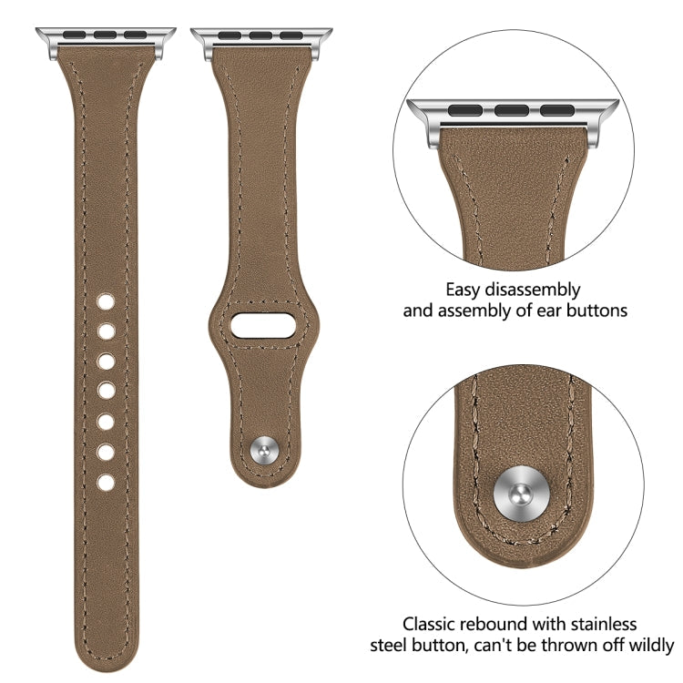 Frerndorf | Lederuhrband mit Stahlknopf für Apple Watch Serie 9&8&7 41mm / SE 3&SE 2&6&SE&5&4 40mm / 3&2&1 38mm (Hellbraun)