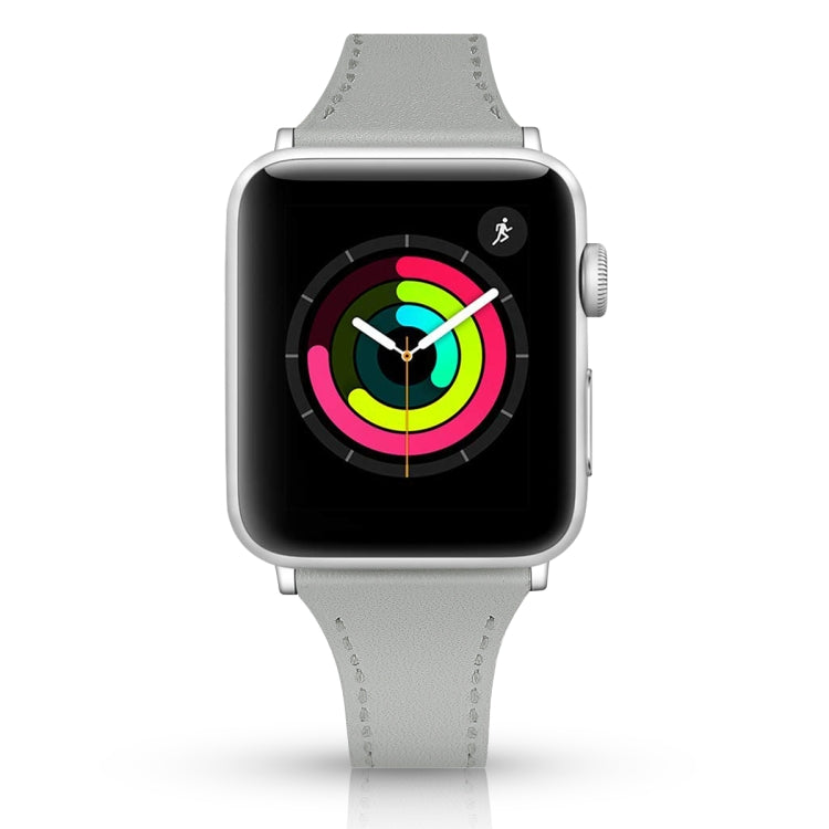 Frerndorf | Lederuhrband mit Stahlknopf für Apple Watch Series 9&8&7 41mm / SE 3&SE 2&6&SE&5&4 40mm / 3&2&1 38mm (Hellgrau)