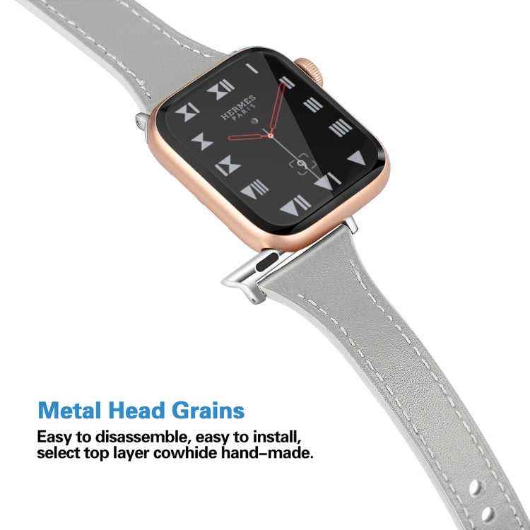 Frerndorf | Lederuhrband mit Stahlknopf für Apple Watch Series 9&8&7 41mm / SE 3&SE 2&6&SE&5&4 40mm / 3&2&1 38mm (Hellgrau)