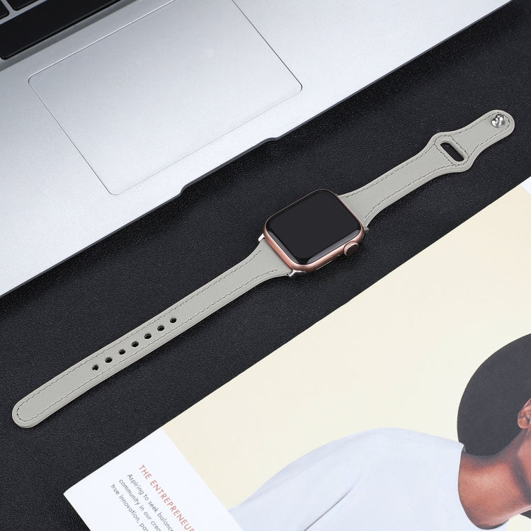 Frerndorf | Lederuhrband mit Stahlknopf für Apple Watch Series 9&8&7 41mm / SE 3&SE 2&6&SE&5&4 40mm / 3&2&1 38mm (Hellgrau)