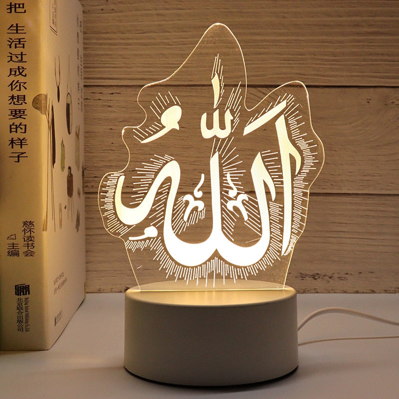 EID Mubarak LED Licht Tischornamente 3D Acryl Nachtlampe Muslim Ramadan Party Eid Al Adha Ramadan Dekoration für Zuhause