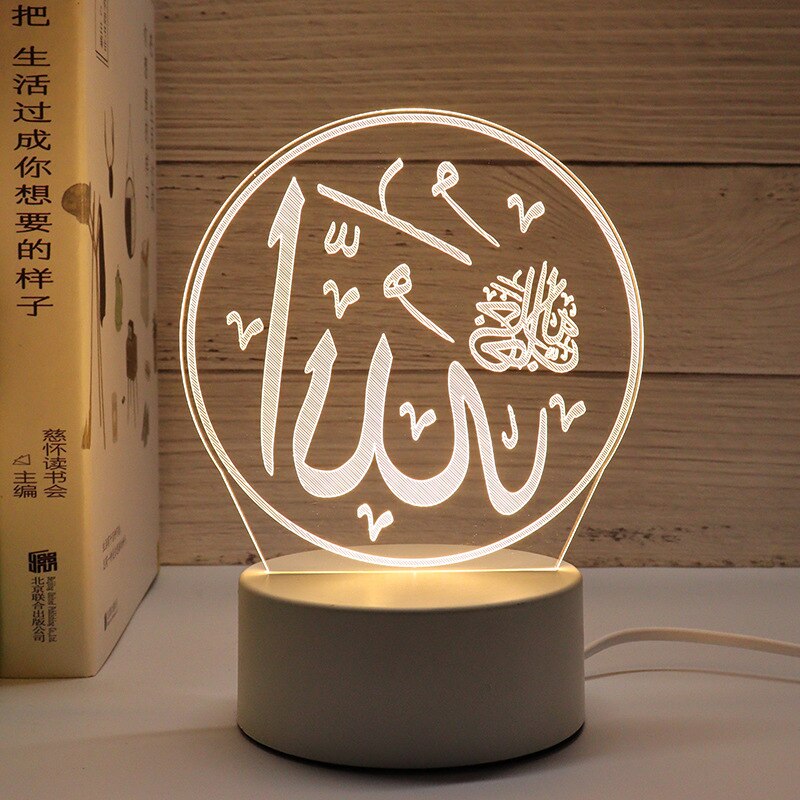 EID Mubarak LED Licht Tischornamente 3D Acryl Nachtlampe Muslim Ramadan Party Eid Al Adha Ramadan Dekoration für Zuhause