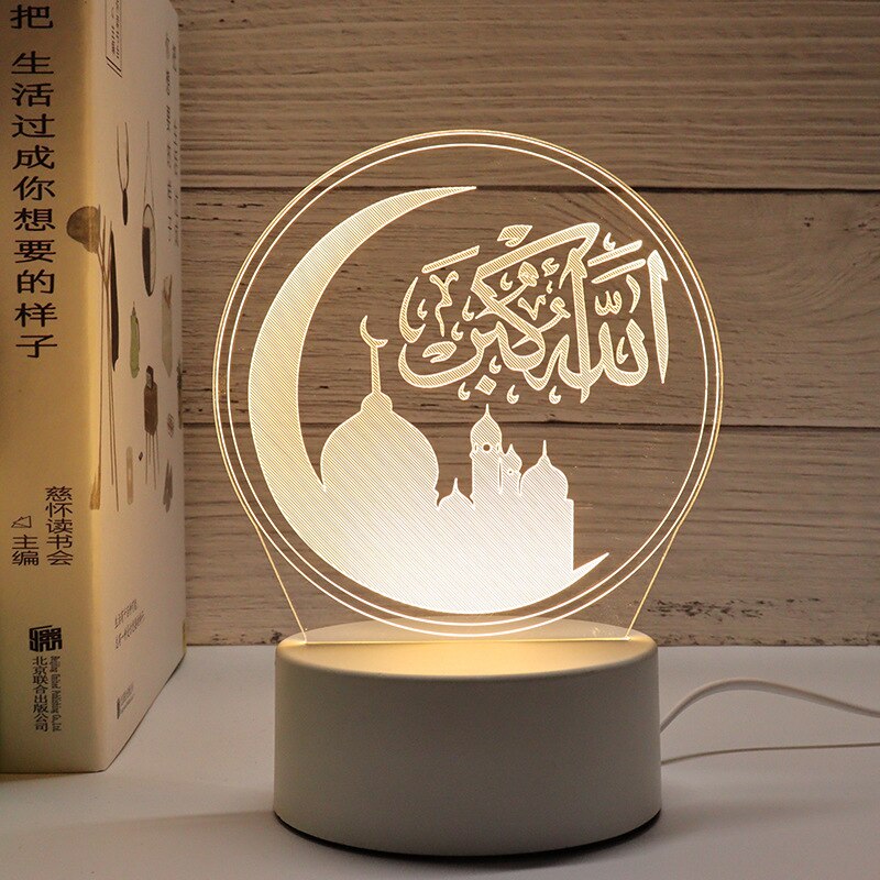 EID Mubarak LED Licht Tischornamente 3D Acryl Nachtlampe Muslim Ramadan Party Eid Al Adha Ramadan Dekoration für Zuhause