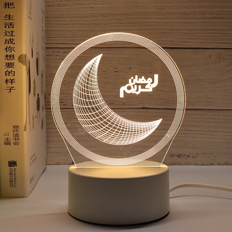 EID Mubarak LED Licht Tischornamente 3D Acryl Nachtlampe Muslim Ramadan Party Eid Al Adha Ramadan Dekoration für Zuhause