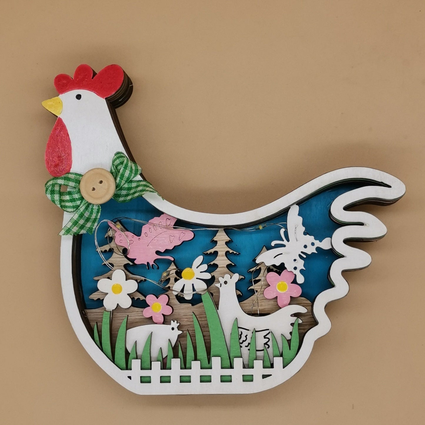 Osterdekoration für Zuhause Holz Ostern Henne LED Licht Osterhandwerk Oster Ornament Deko Oster Henne Deko Lampe