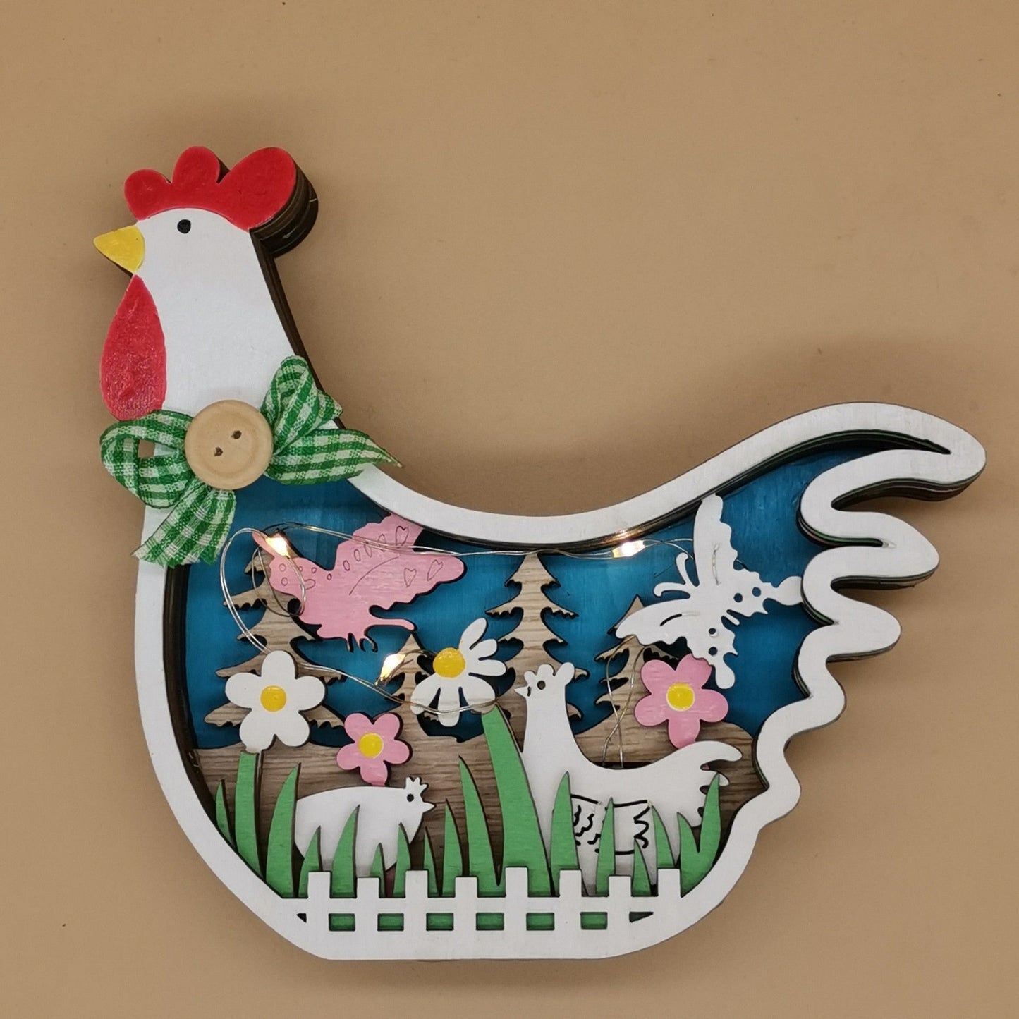 Osterdekoration für Zuhause Holz Ostern Henne LED Licht Osterhandwerk Oster Ornament Deko Oster Henne Deko Lampe