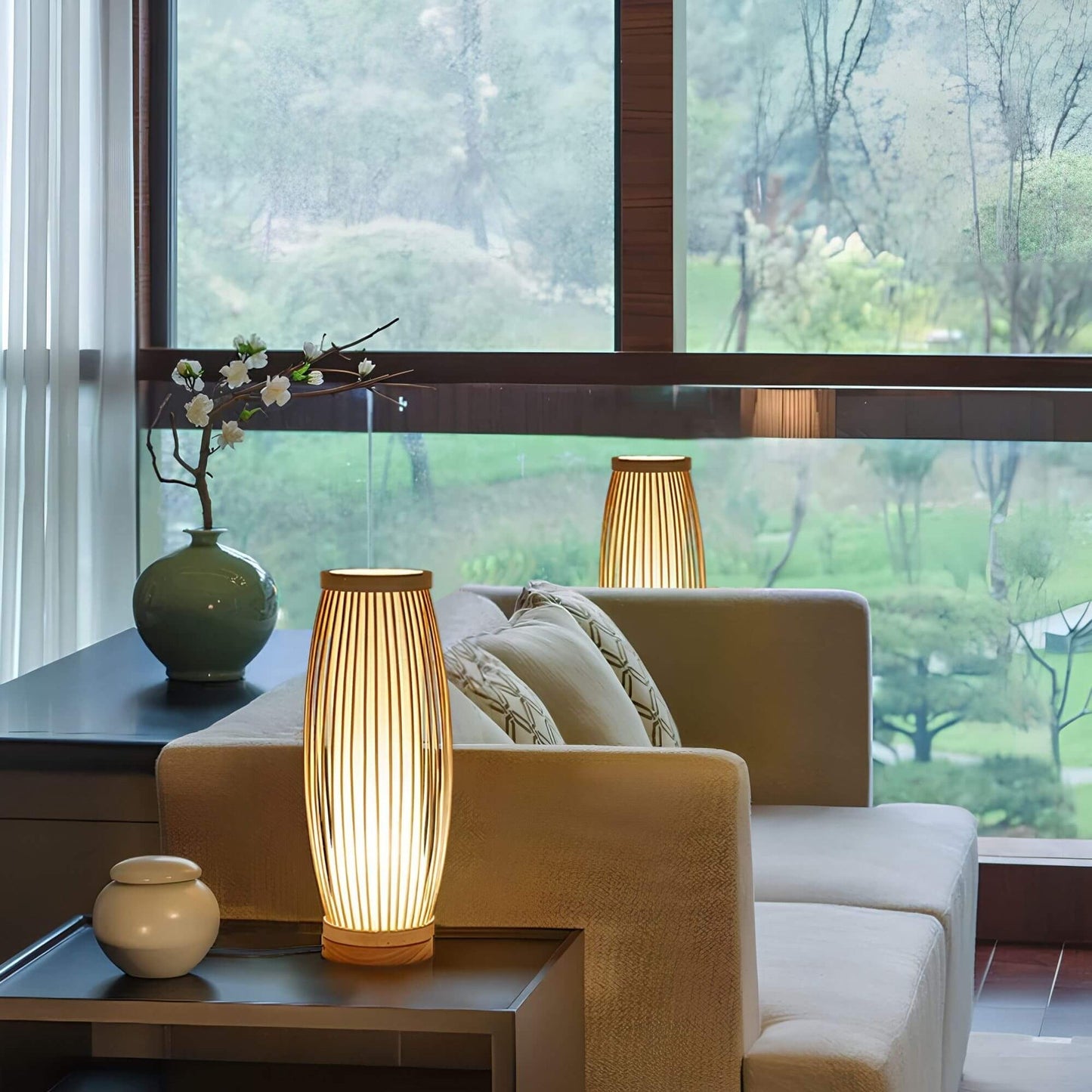Frendorf | ZenGlow Japanisch inspirierte LED Tischlampe – Einzigartiges Design mit warmer Ausstrahlung