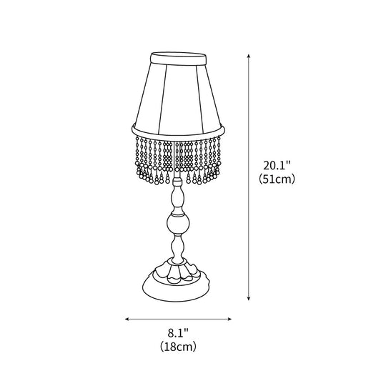Edwardianische Tischlampe mit appliziertem Perlenschirm 7,1"
