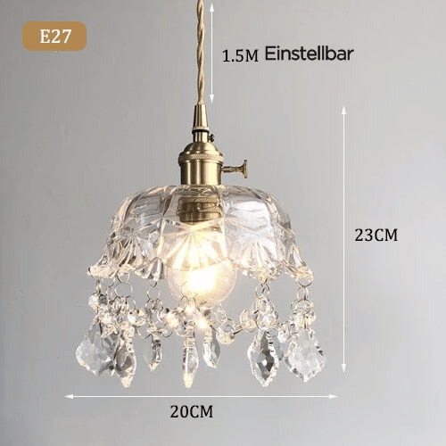 Frendorf | LuxeShimmer Transparente Pendelleuchte aus Kristallglas | Modernes Design | Elegante Beleuchtung