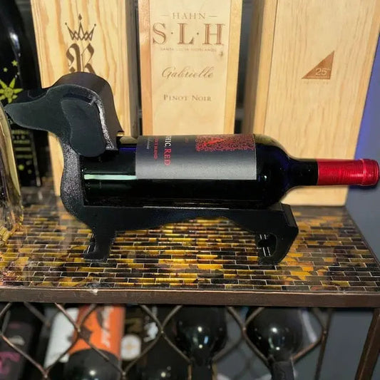 Frendorf | Einzigartiger Dachshund-Weinflaschenhalter – Ideal für Weinliebhaber