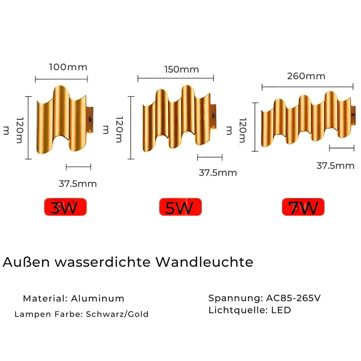 Aluminium Wandlampe