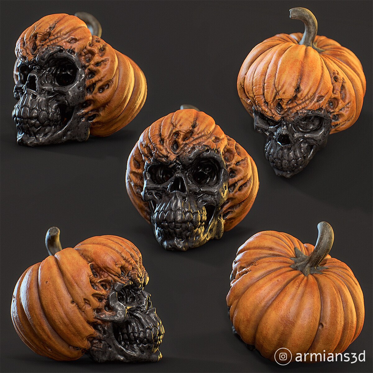 Evil Pumpkin Skull Halloween Kürbisornamente Ornamente Handwerk