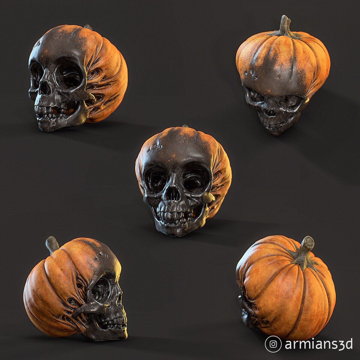Evil Pumpkin Skull Halloween Kürbisornamente Ornamente Handwerk