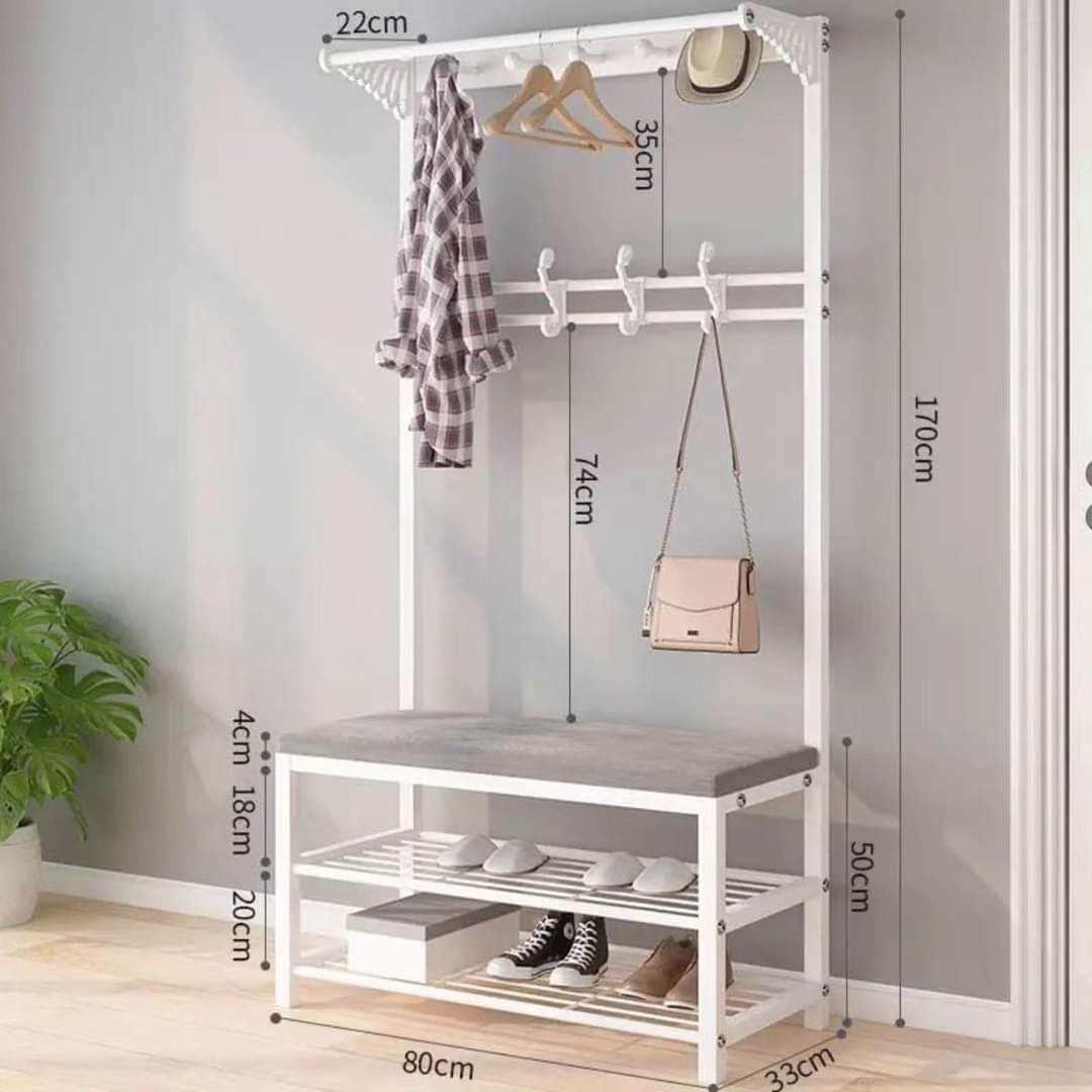 Frendorf | Bank Schuhregal mit Kleiderbügel