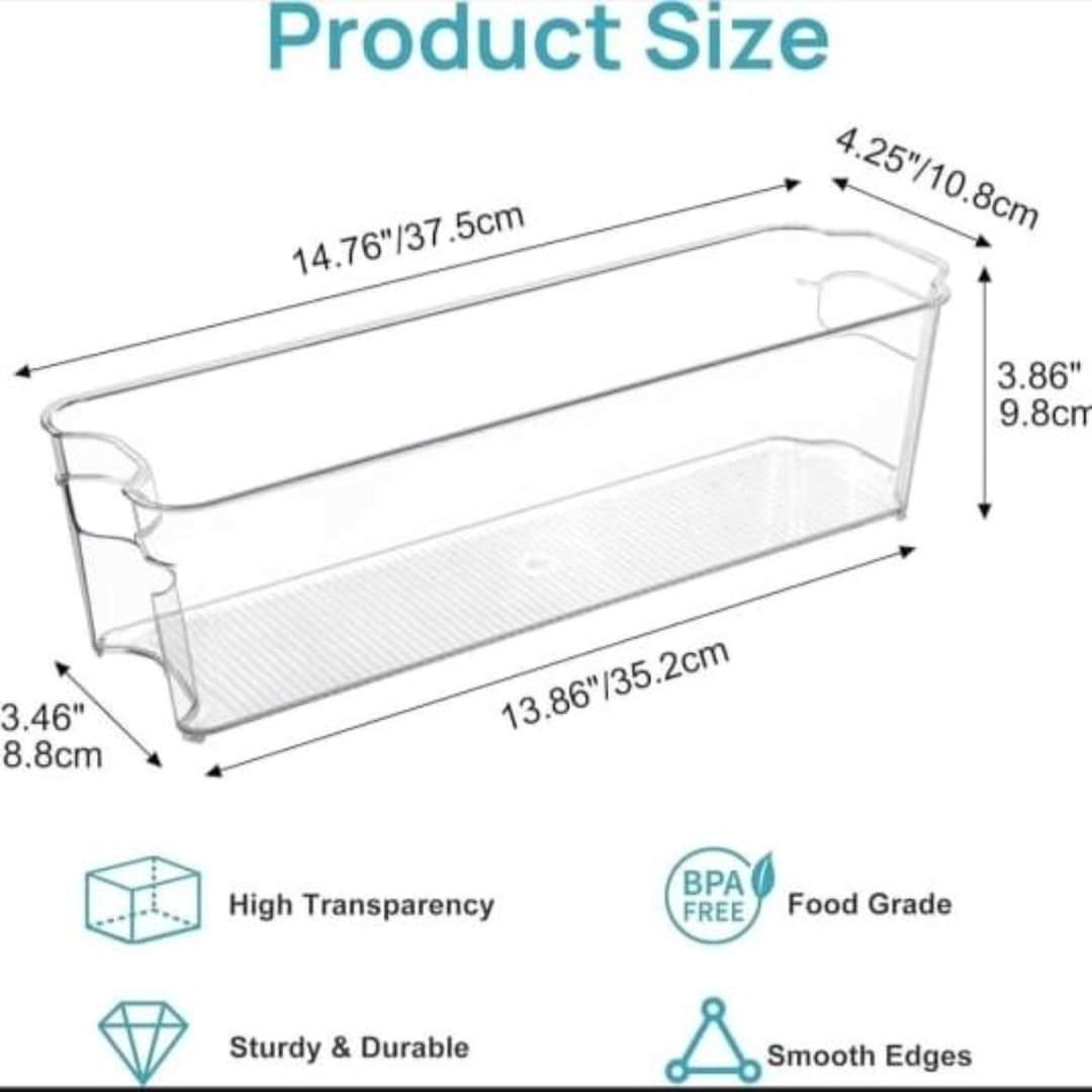 Frendorf | 3 Stück Lange Acryl Kühlschrank-Organizer