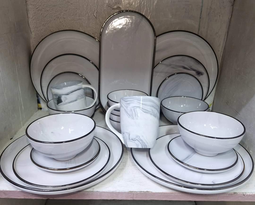 Frendorf | 25 Stück Marmor Keramik Dinner Set
