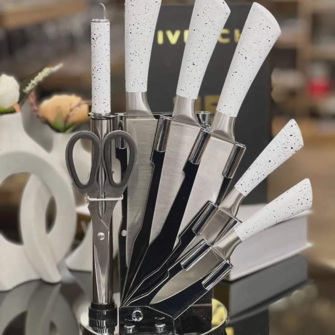Frendorf | 9-teiliges Marmor Küchenmesser Set